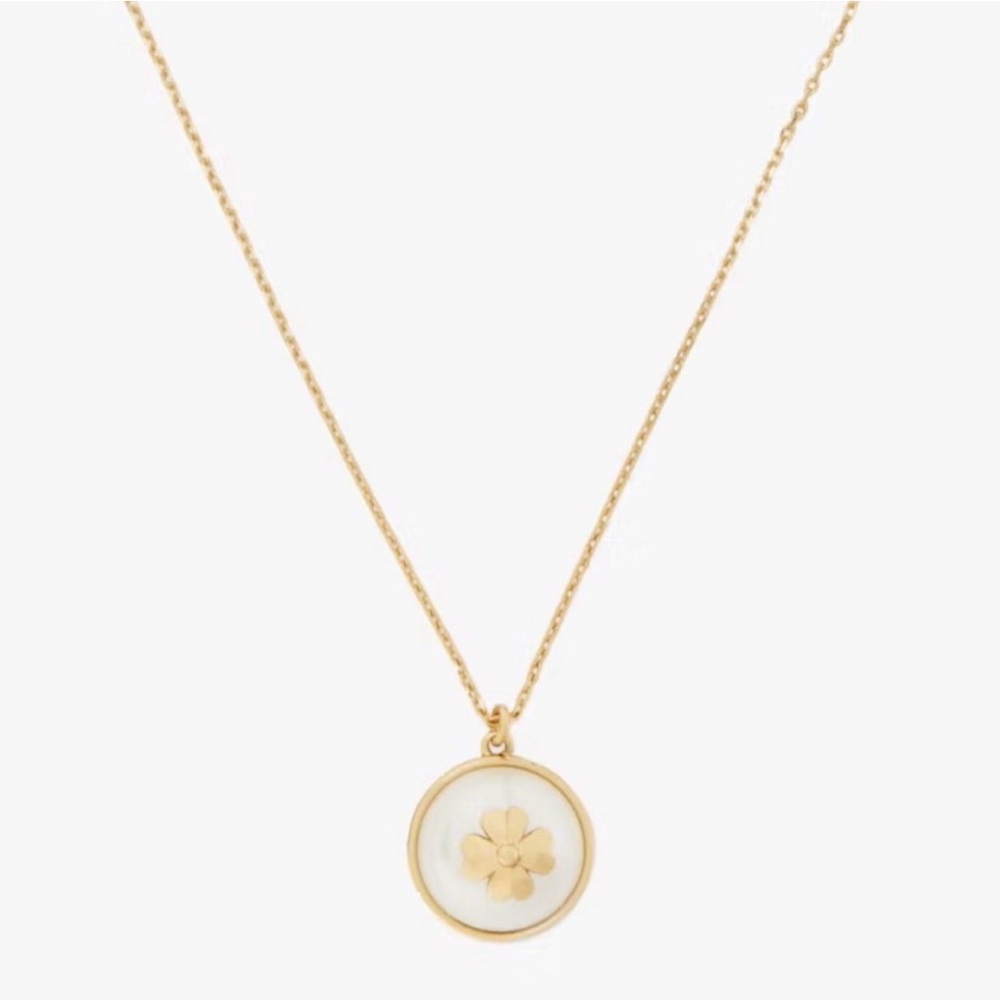 Kate Spade Elegant Gold Clover Pearl Pendant Necklace